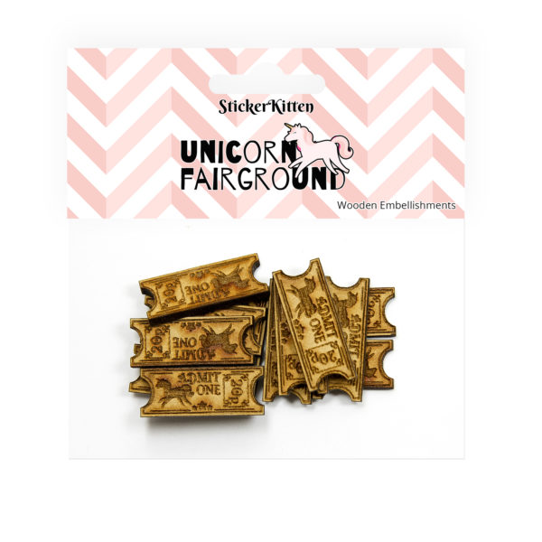 Unicorn Fairground wooden tickets embellishments