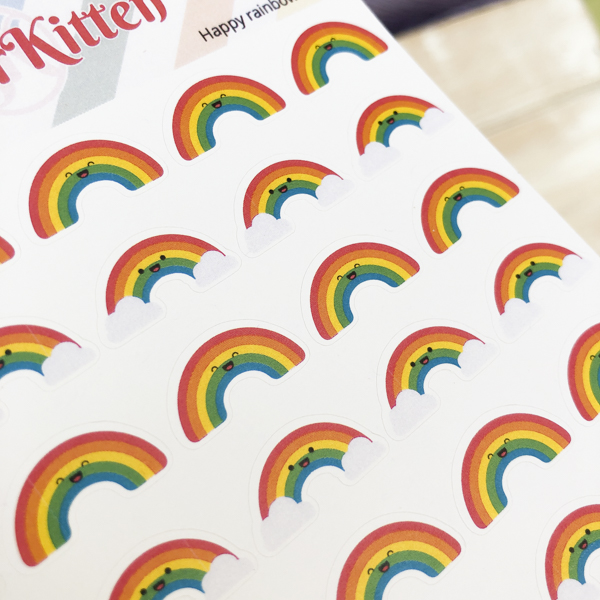 Rainbow stickers by StickerKitten - closeup