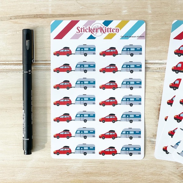 Car Towing Caravan Stickers by StickerKitten