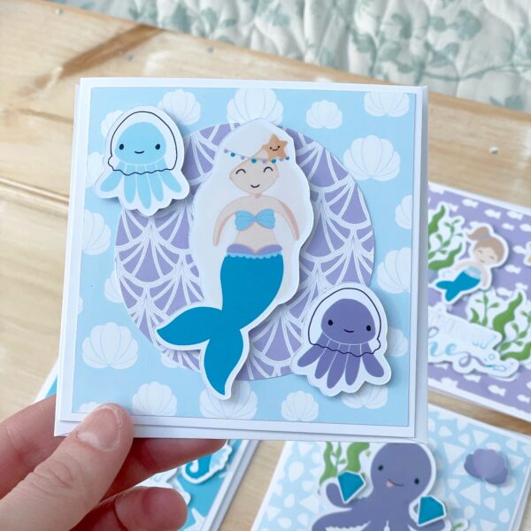 Cute mermaid card from the Mermaid Treasures cardmaking kit