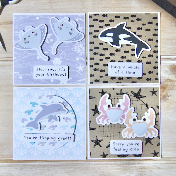 StickerKitten cute sea creatures handmade cards