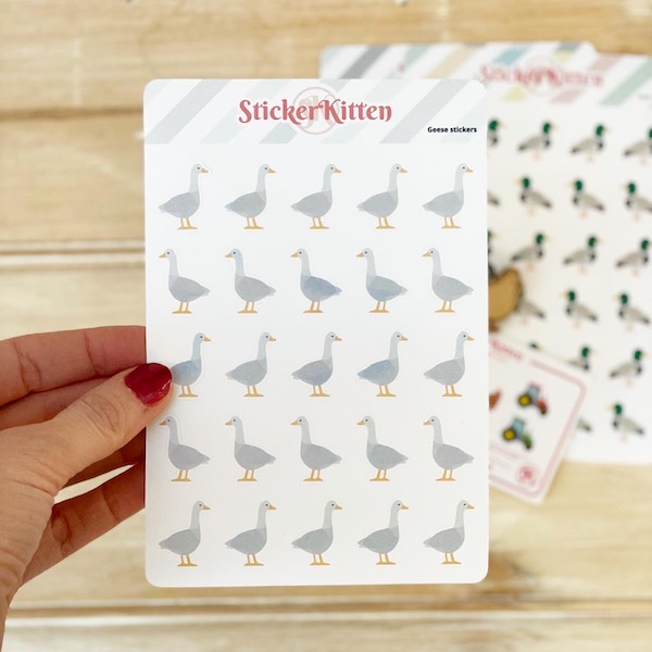 A sheet of cute goose stickers by StickerKitten