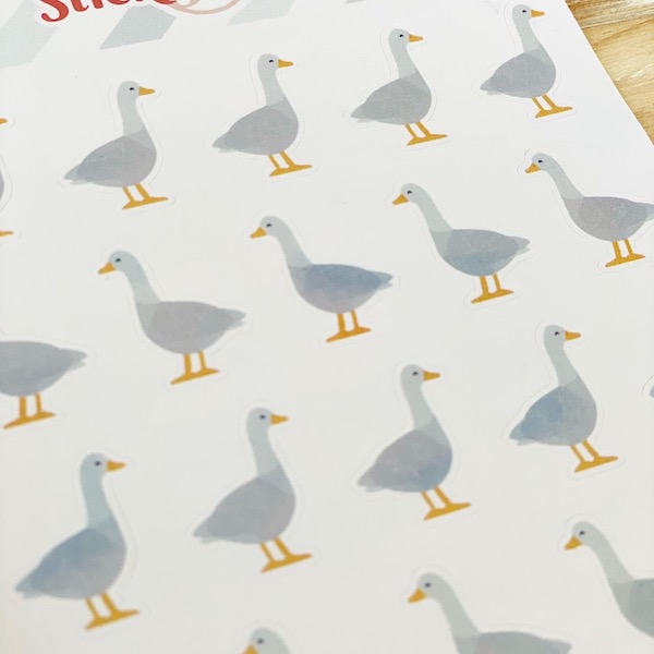 A sheet of cute geese stickers