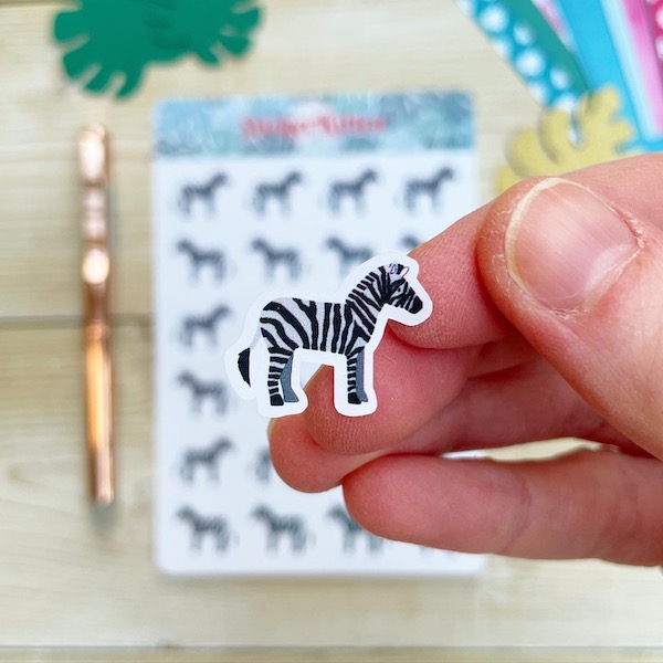 Cute zebra stickers closeup